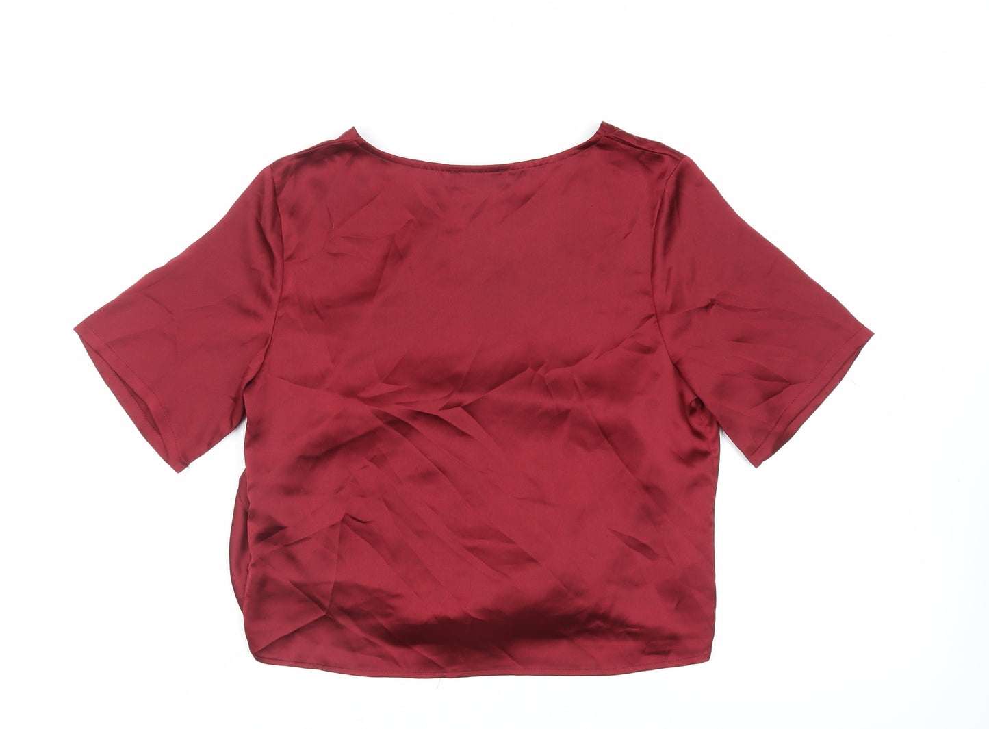 Missguided Womens Red Polyester Basic Blouse Size 12 Boat Neck - Tie Front