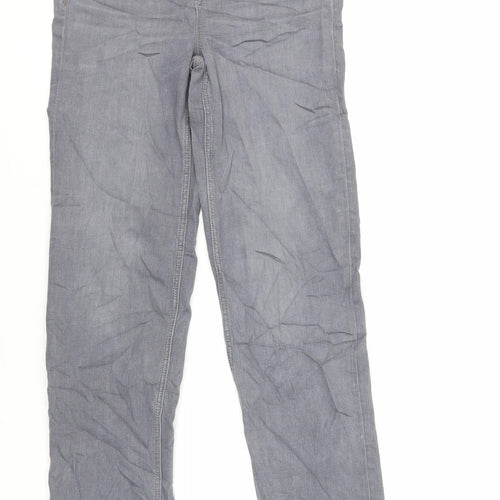 Marks and Spencer Womens Grey Cotton Straight Jeans Size 8 L29 in Regular Zip