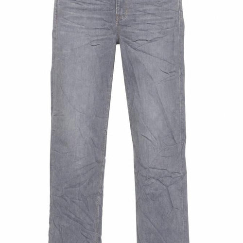 Marks and Spencer Womens Grey Cotton Straight Jeans Size 8 L29 in Regular Zip