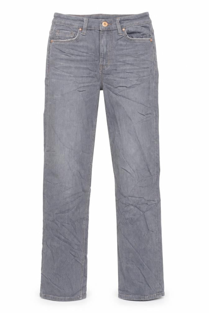 Marks and Spencer Womens Grey Cotton Straight Jeans Size 8 L29 in Regular Zip