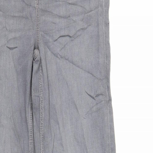 Marks and Spencer Womens Grey Cotton Straight Jeans Size 8 L29 in Regular Zip