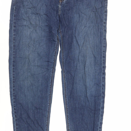 Marks and Spencer Mens Blue Cotton Tapered Jeans Size 34 in L33 in Regular Zip