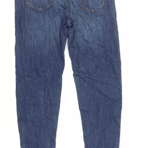Marks and Spencer Mens Blue Cotton Tapered Jeans Size 34 in L33 in Regular Zip