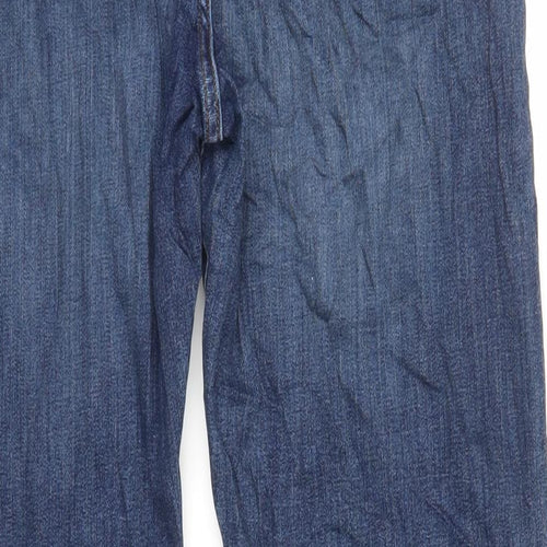 Marks and Spencer Mens Blue Cotton Tapered Jeans Size 34 in L33 in Regular Zip
