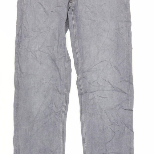 Marks and Spencer Womens Grey Cotton Straight Jeans Size 8 L31 in Regular Zip - Long Lenght