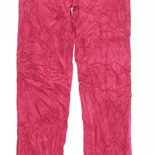 Marks and Spencer Womens Pink Cotton Trousers Size 10 L33 in Regular Zip