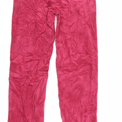 Marks and Spencer Womens Pink Cotton Trousers Size 10 L33 in Regular Zip