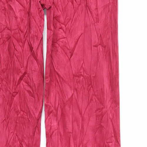 Marks and Spencer Womens Pink Cotton Trousers Size 10 L33 in Regular Zip