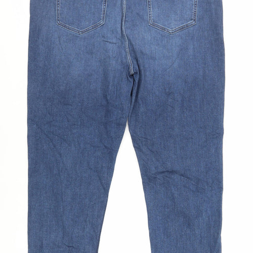 Marks and Spencer Womens Blue Cotton Straight Jeans Size 24 L28 in Regular Zip