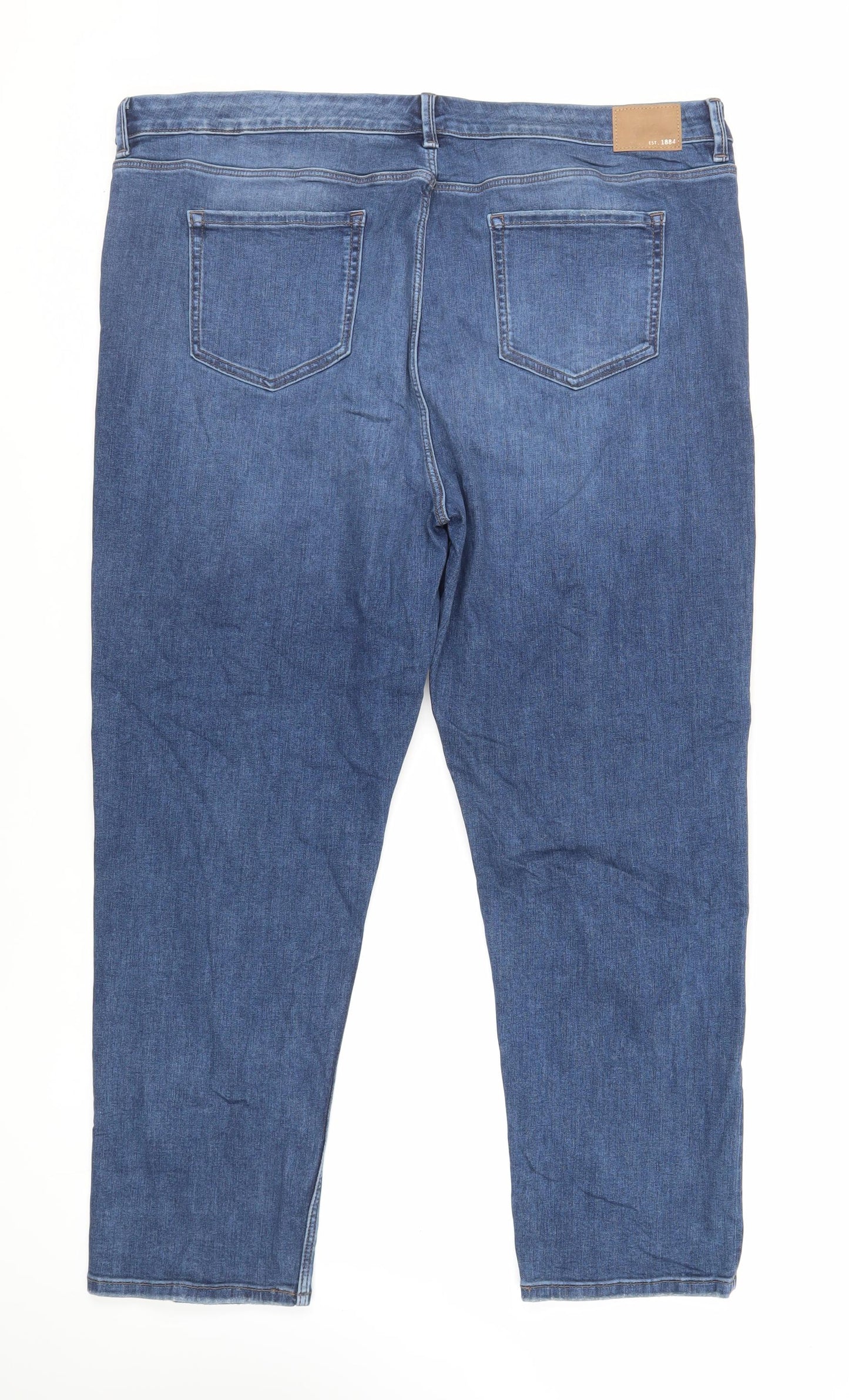 Marks and Spencer Womens Blue Cotton Straight Jeans Size 24 L28 in Regular Zip
