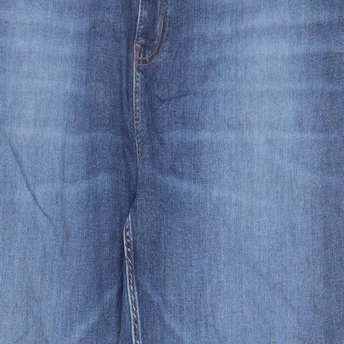 Marks and Spencer Womens Blue Cotton Straight Jeans Size 24 L28 in Regular Zip