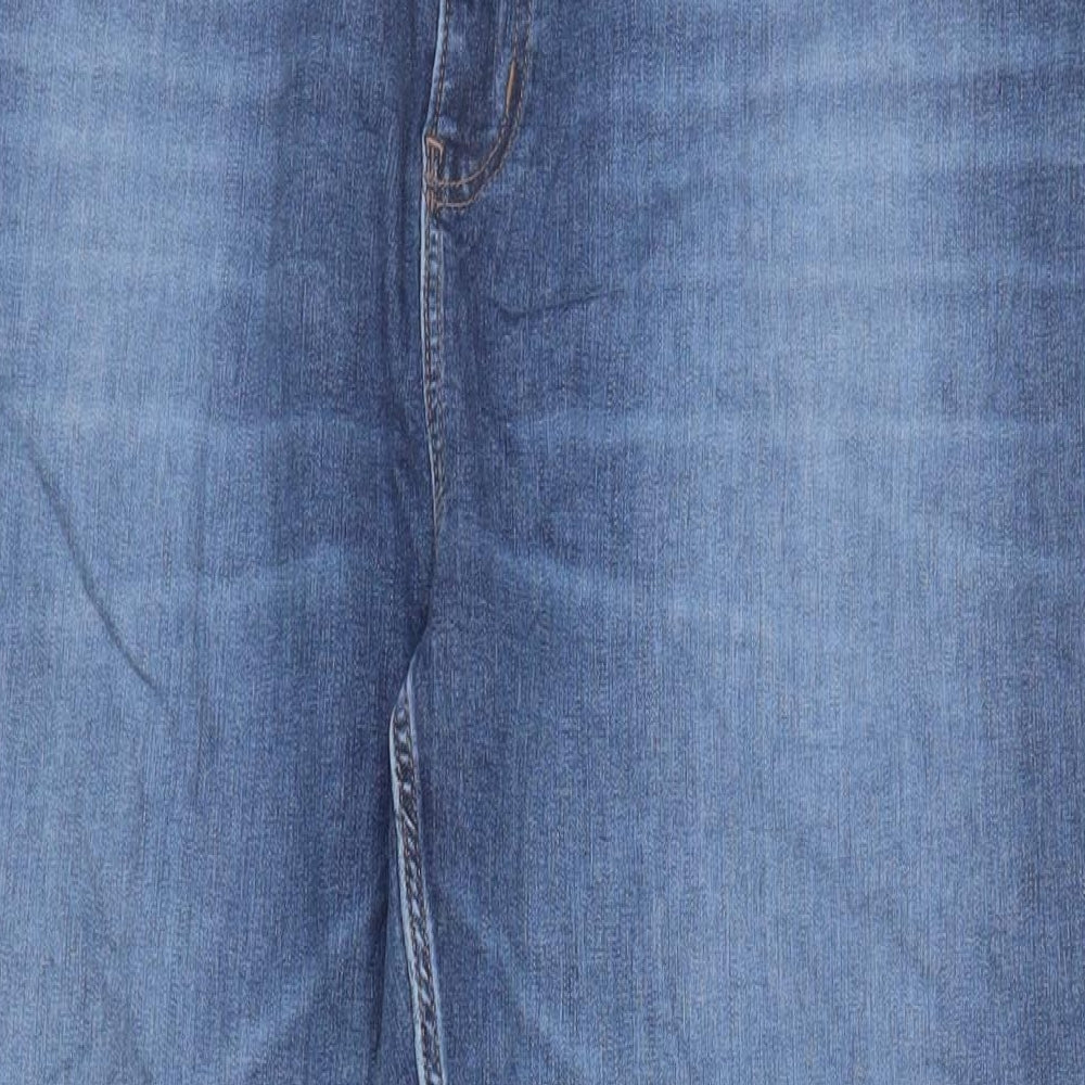 Marks and Spencer Womens Blue Cotton Straight Jeans Size 24 L28 in Regular Zip