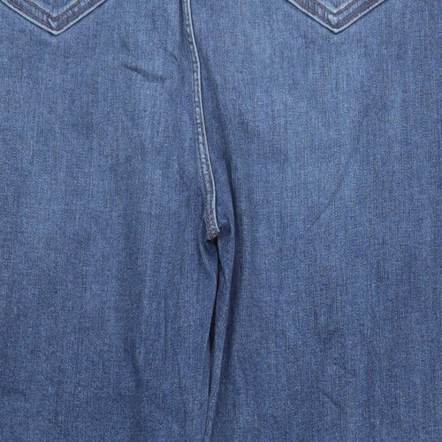 Marks and Spencer Womens Blue Cotton Straight Jeans Size 24 L28 in Regular Zip