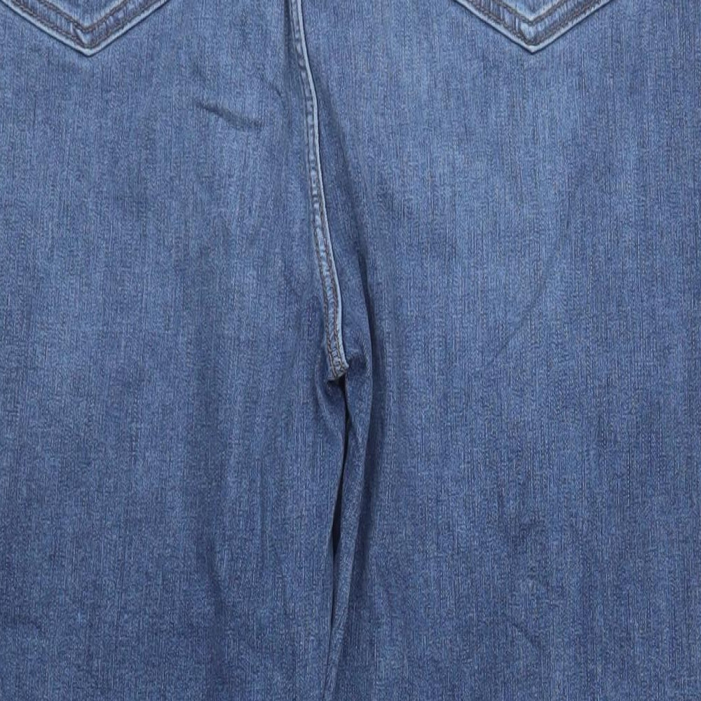 Marks and Spencer Womens Blue Cotton Straight Jeans Size 24 L28 in Regular Zip