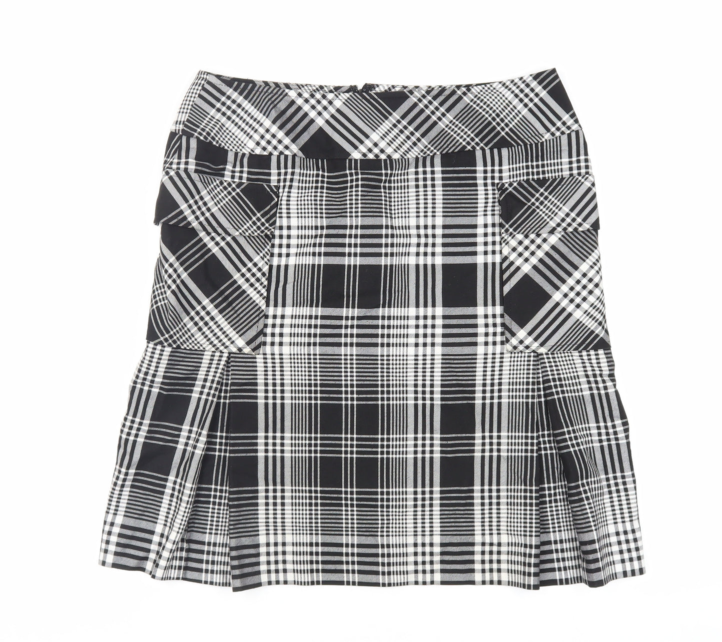 Liz Claiborne Womens Black Plaid Polyester Cargo Skirt Size 12 Zip