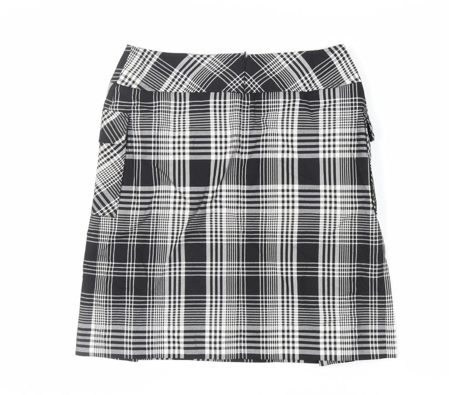 Liz Claiborne Womens Black Plaid Polyester Cargo Skirt Size 12 Zip