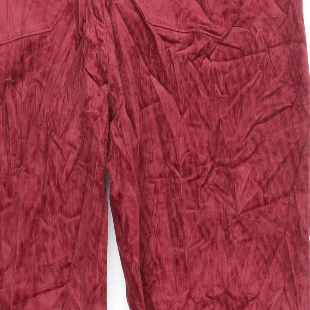 Per Una Womens Red Cotton Trousers Size 20 L27 in Regular Zip