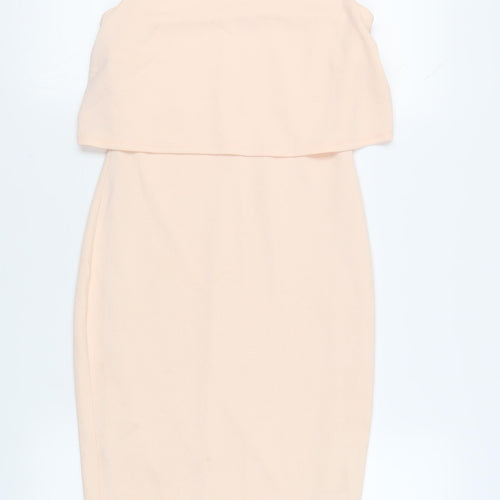Miss Selfridge Womens Pink Polyester Pencil Dress Size 10 Round Neck Pullover
