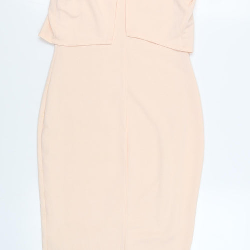 Miss Selfridge Womens Pink Polyester Pencil Dress Size 10 Round Neck Pullover