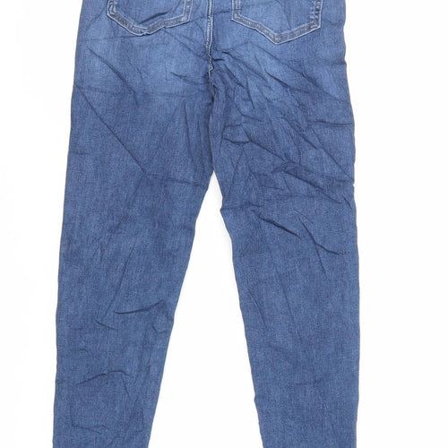Marks and Spencer Womens Blue Cotton Skinny Jeans Size 6 L29 in Regular Zip - Raw Hem