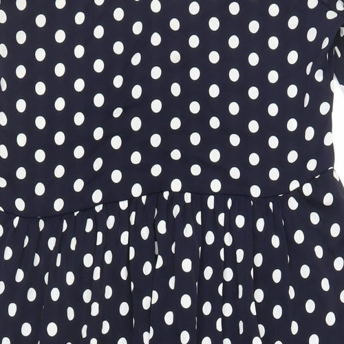 QED London Womens Blue Polka Dot Polyester Shirt Dress Size 10 Collared Button