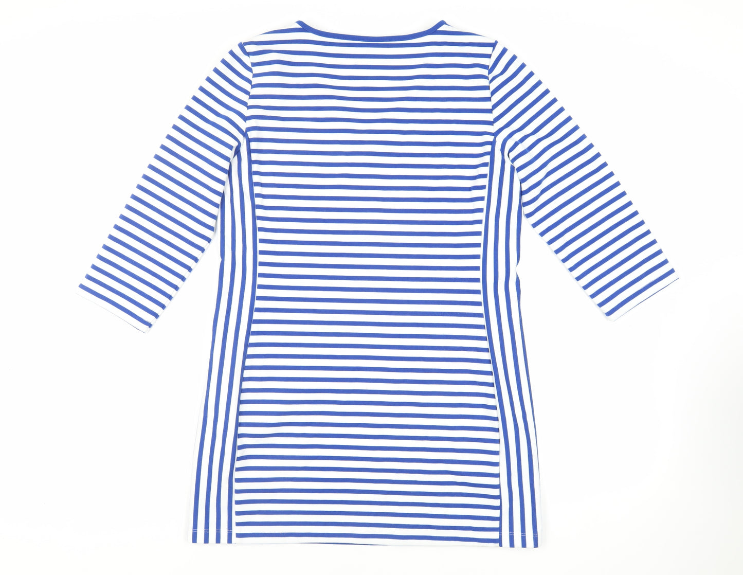 Yest Womens Blue Striped Polyester Mini Size 14 V-Neck Pullover