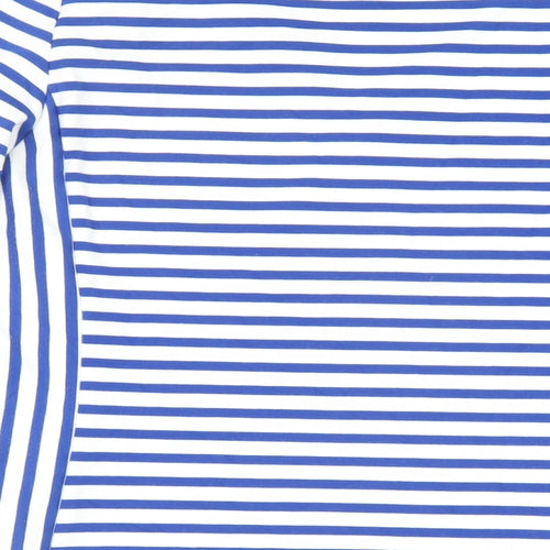 Yest Womens Blue Striped Polyester Mini Size 14 V-Neck Pullover
