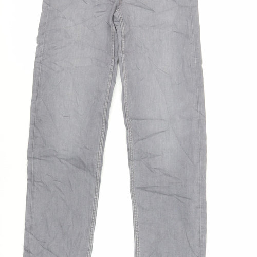Marks and Spencer Womens Grey Cotton Straight Jeans Size 8 L32 in Regular Zip - Long Lenght