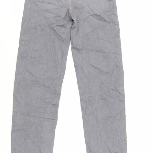 Marks and Spencer Womens Grey Cotton Straight Jeans Size 8 L32 in Regular Zip - Long Lenght