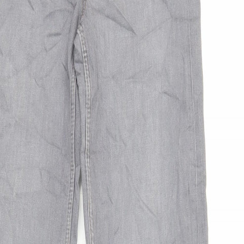 Marks and Spencer Womens Grey Cotton Straight Jeans Size 8 L32 in Regular Zip - Long Lenght