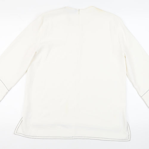 Zara Womens White Polyester Basic Blouse Size M Round Neck
