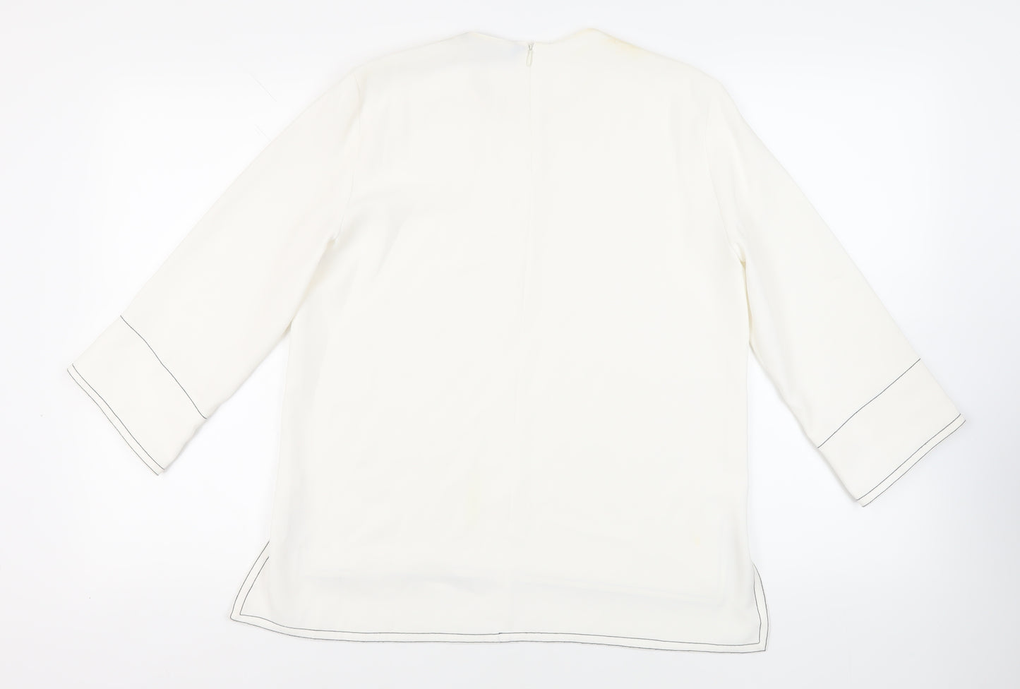 Zara Womens White Polyester Basic Blouse Size M Round Neck