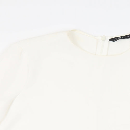 Zara Womens White Polyester Basic Blouse Size M Round Neck