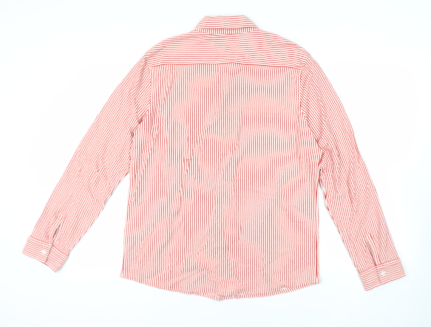 Boden Mens Red Striped Cotton Button-Up Size L Collared Button