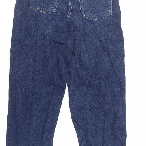 Marks and Spencer Womens Blue Cotton Tapered Jeans Size 14 L29 in Regular Zip