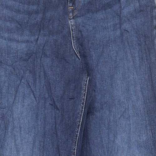 Marks and Spencer Womens Blue Cotton Tapered Jeans Size 14 L29 in Regular Zip