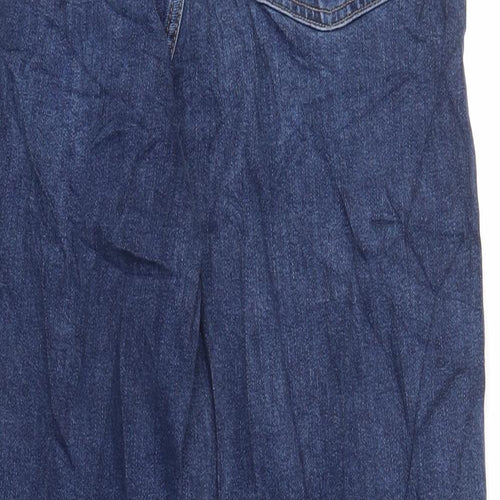 Marks and Spencer Womens Blue Cotton Tapered Jeans Size 14 L29 in Regular Zip