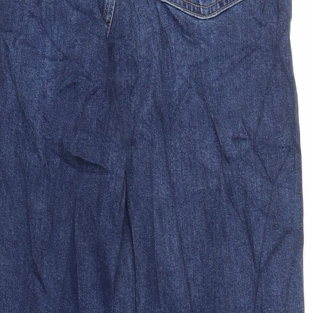 Marks and Spencer Womens Blue Cotton Tapered Jeans Size 14 L29 in Regular Zip
