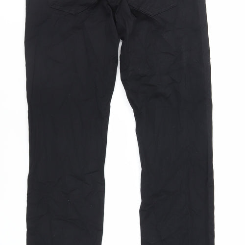 Jaeger Mens Black Cotton Straight Jeans Size 30 in L32 in Regular Zip