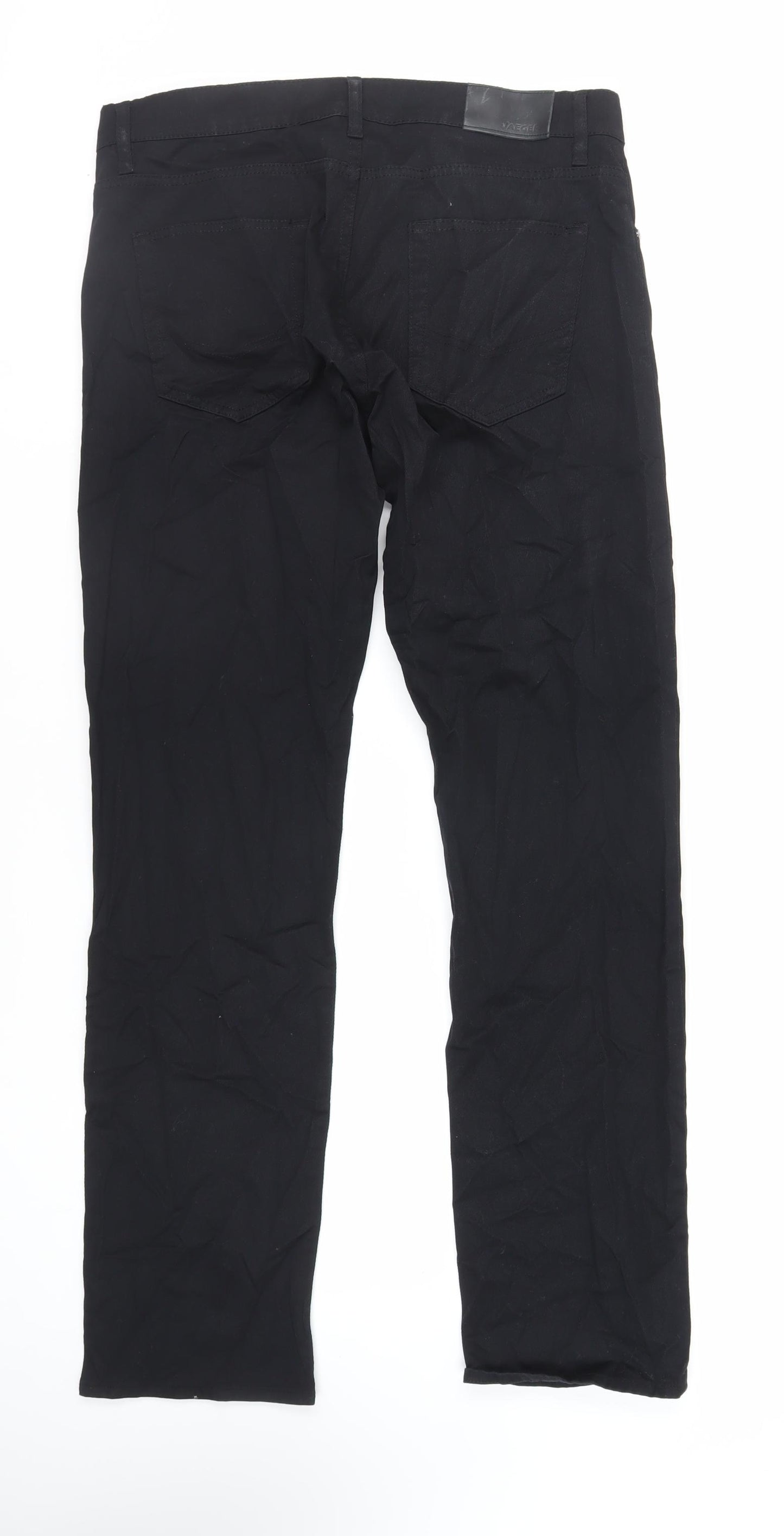 Jaeger Mens Black Cotton Straight Jeans Size 30 in L32 in Regular Zip