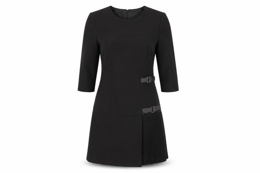 Front view of Carlisle women’s green polyester a-line, size UK 8, round neck zip