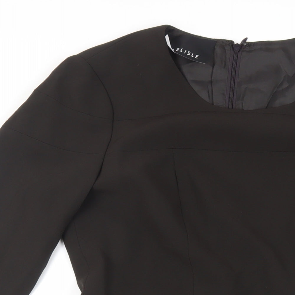 Carlisle Womens Green Polyester A-Line Size 8 Round Neck Zip