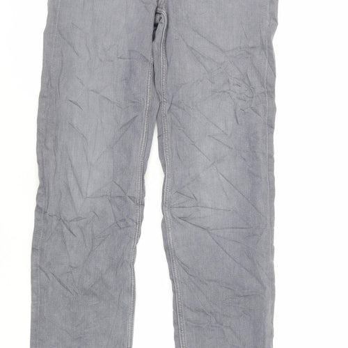 Marks and Spencer Womens Grey Cotton Straight Jeans Size 8 L32 in Regular Zip