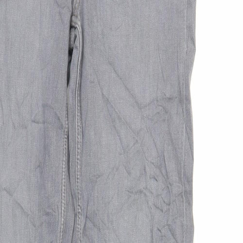 Marks and Spencer Womens Grey Cotton Straight Jeans Size 8 L32 in Regular Zip