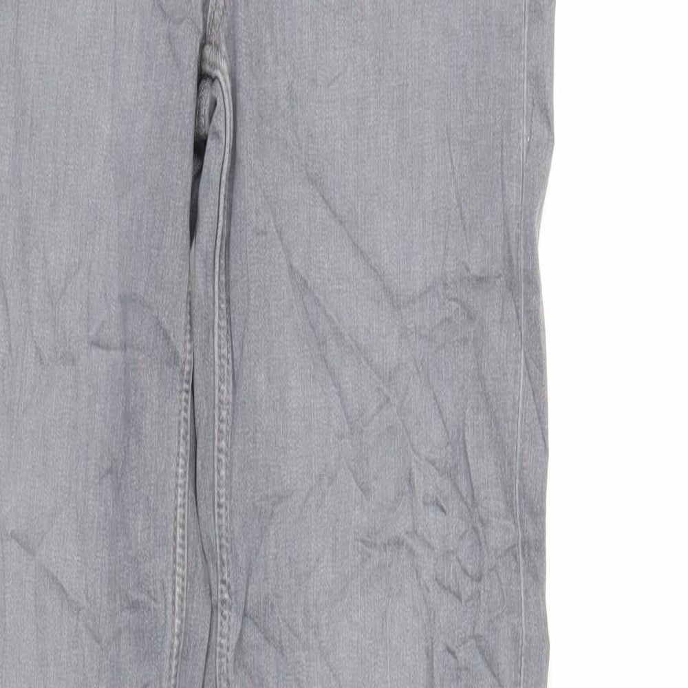 Marks and Spencer Womens Grey Cotton Straight Jeans Size 8 L32 in Regular Zip