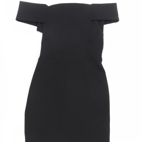 New Look Womens Black Polyester Mini Size 10 Off the Shoulder Zip