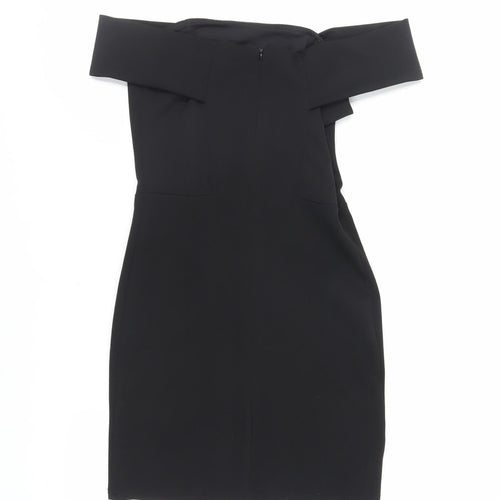 New Look Womens Black Polyester Mini Size 10 Off the Shoulder Zip