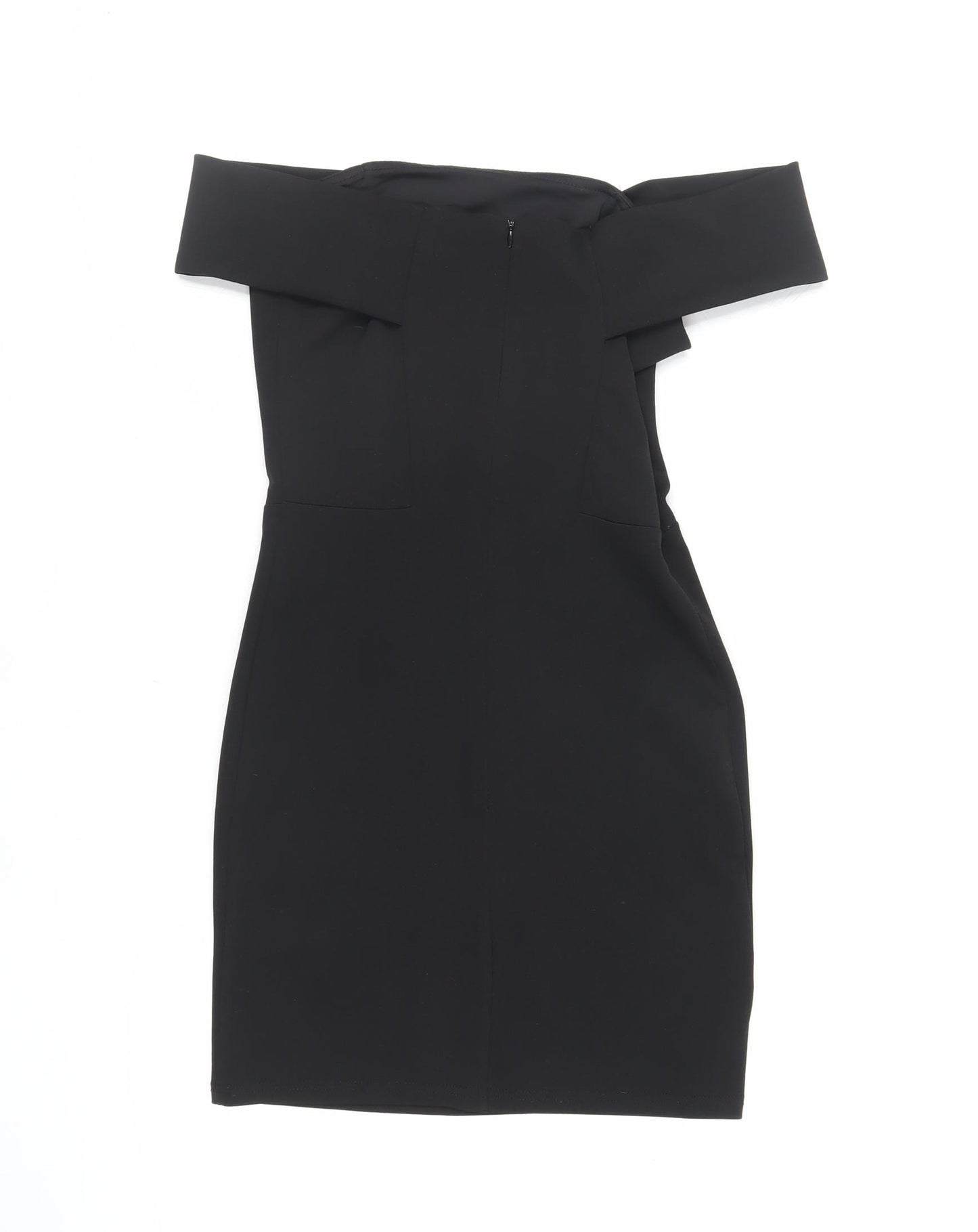 New Look Womens Black Polyester Mini Size 10 Off the Shoulder Zip