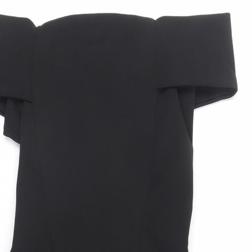 New Look Womens Black Polyester Mini Size 10 Off the Shoulder Zip