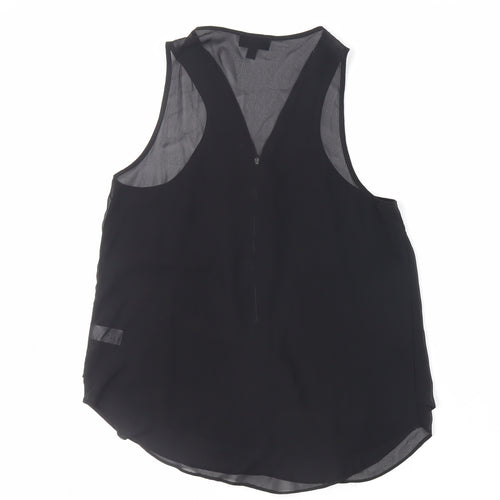 Topshop Womens Black Polyester Basic Tank Size 12 V-Neck - Sheer
